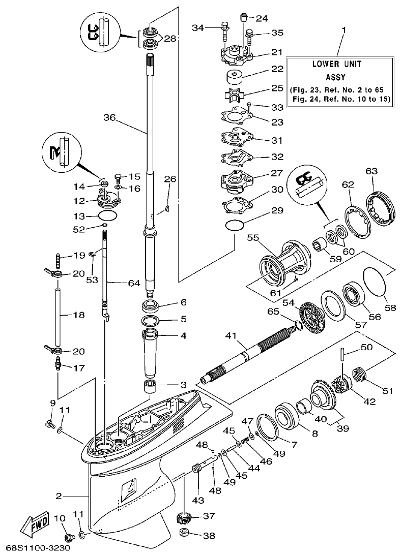 Yamaha FT60B LOWER CASING. DRIVE 1 parts diagram